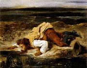 Eugene Delacroix, A Mortally Wounded Brigand Quenches his Thirst